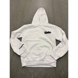 Talentless Vote Hoodie Womens Small White Graphic 100% Cotton Fleece Performance